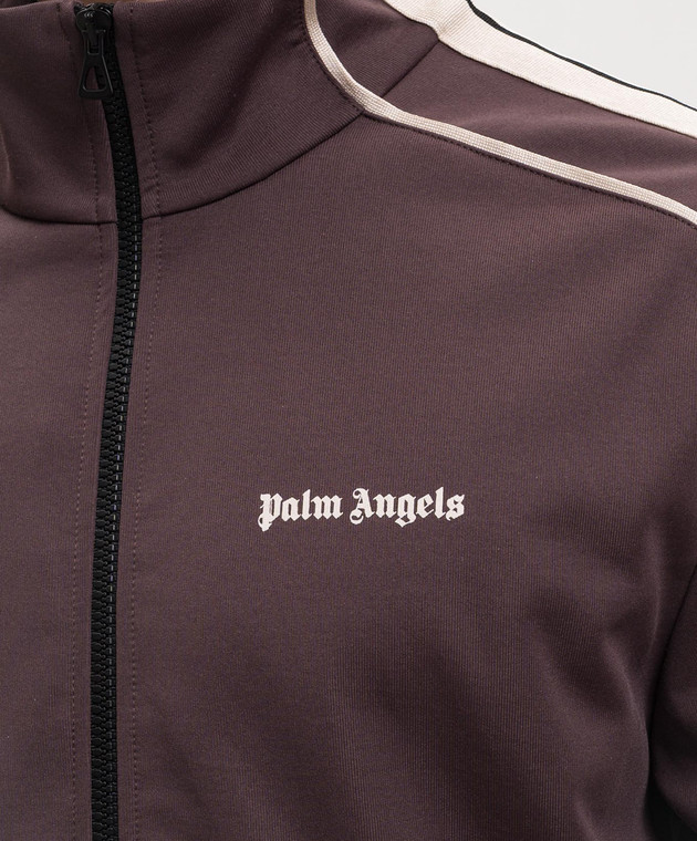 Palm Angels Коричнева спортивна куртка з принтом логотипа PMBD08NS26FAB001 зображення 5