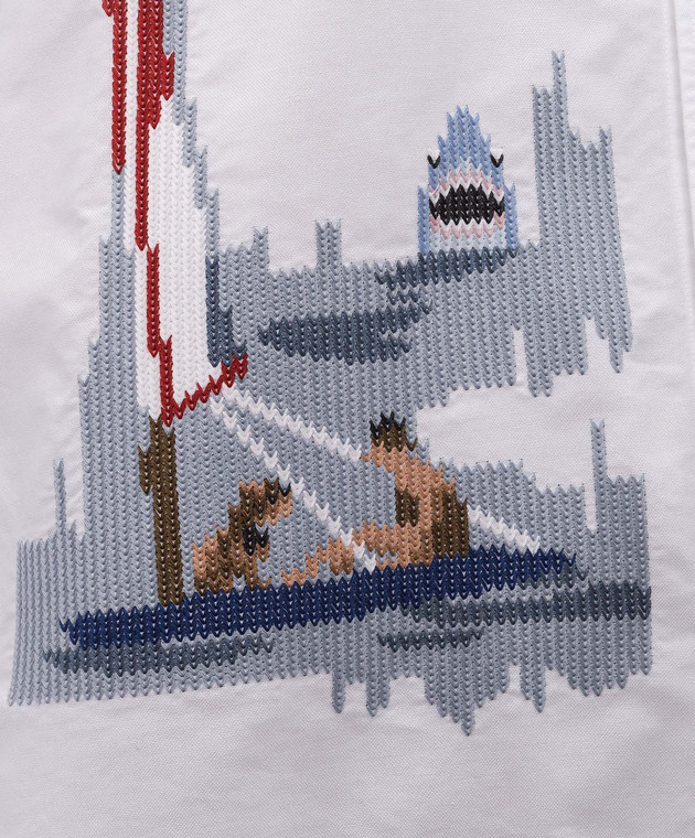 Thom Browne Біла сорочка Scenic Sailboat and Shark MWL272EE1619 зображення 5
