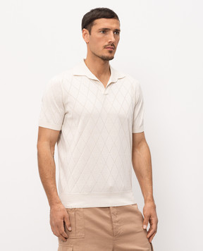 Brunello Cucinelli Поло кольору айворі в геометричний візерунок M29806505P