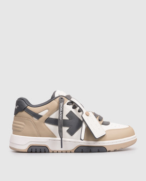 Off-White Бежеві шкіряні кросівки Out Of Office OWIA259S26LEA003