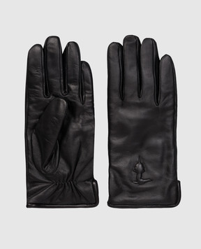 Trussardi Черные кожаные перчатки с эмблемой E301X000002NMG002L40