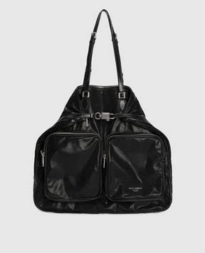 Dolce&Gabbana Черная кожаная сумка-трансформер с логотипом BM2117AU996