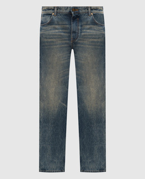 Balmain Сині джинси з патчем логотипа GH1MI043DG10