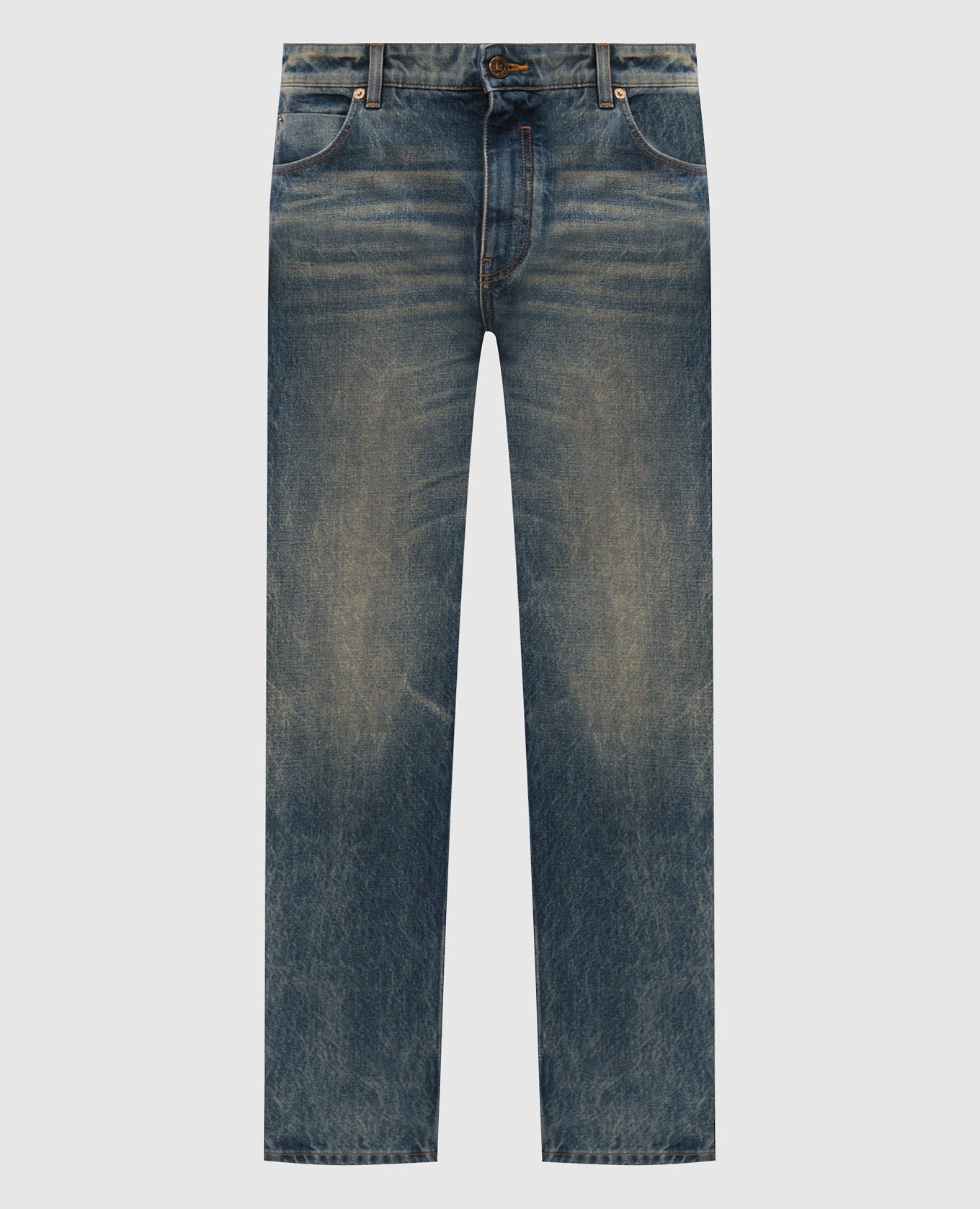 

Синие джинсы с логотип патч, Синий, Прямые джинсы