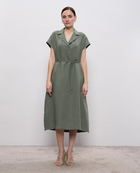 Peserico Зеленое платье миди из льна S02412A02647