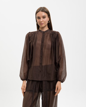 Twinset Коричнева блуза з драпіруванням 261TF2040