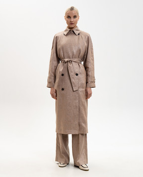 Brunello Cucinelli Бежевый тренч из льна с люрексом MH5269873