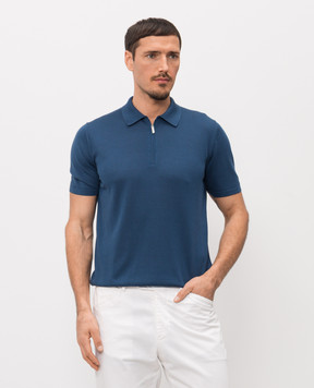 Bertolo Cashmere Синє поло із шовку 900270000026