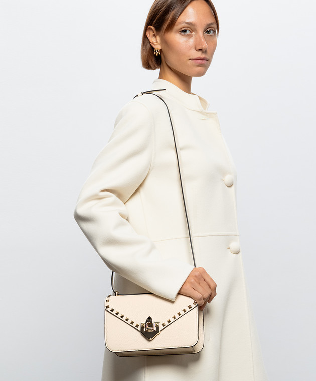 Valentino Кожаная сумка кросс-боди цвета айвори Rockstud 9W2B0T76VSF изображение 2