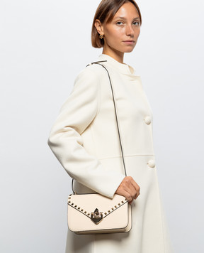 Valentino Шкіряна сумка крос-боді кольору айворі Rockstud 9W2B0T76VSF
