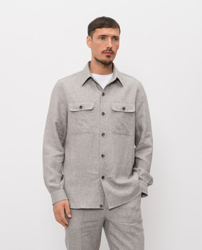 ISAIA Сіра сорочка з льону і вовни OSH00992297