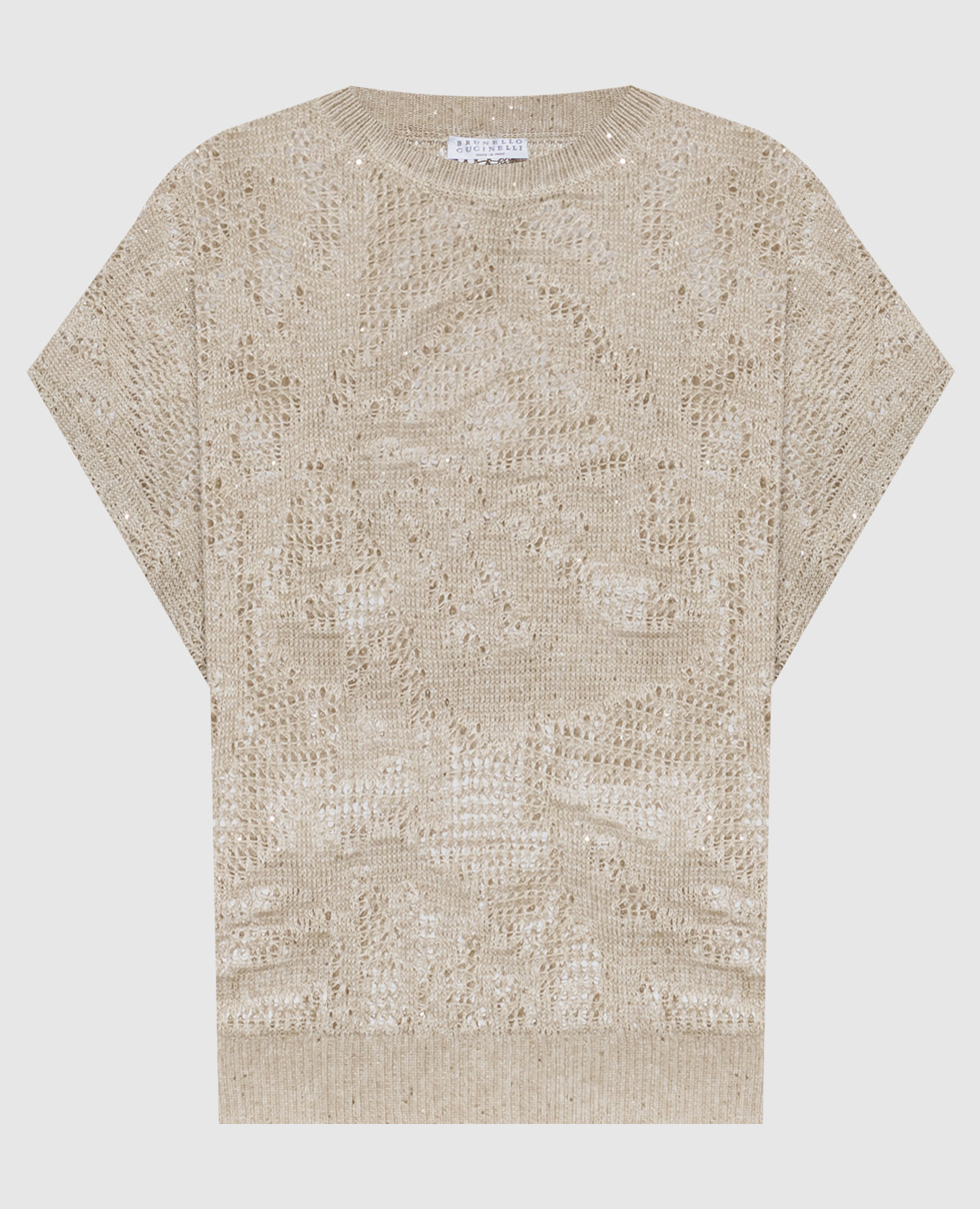 Бежевый вязаный топ из льна