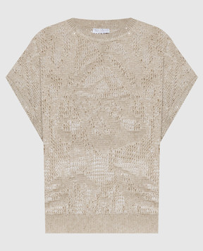 Brunello Cucinelli Бежевий в'язаний топ з льону MDT771010