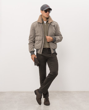 Brunello Cucinelli Коричневий кардиган з вовни та кашеміру на блискавці M2400106