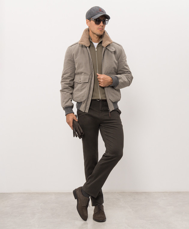 Brunello Cucinelli Коричневый кардиган из шерсти и кашемира на молнии M2400106 изображение 2