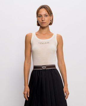 Versace Майка кольору айворі з вовни в рубчик 10259751A18694