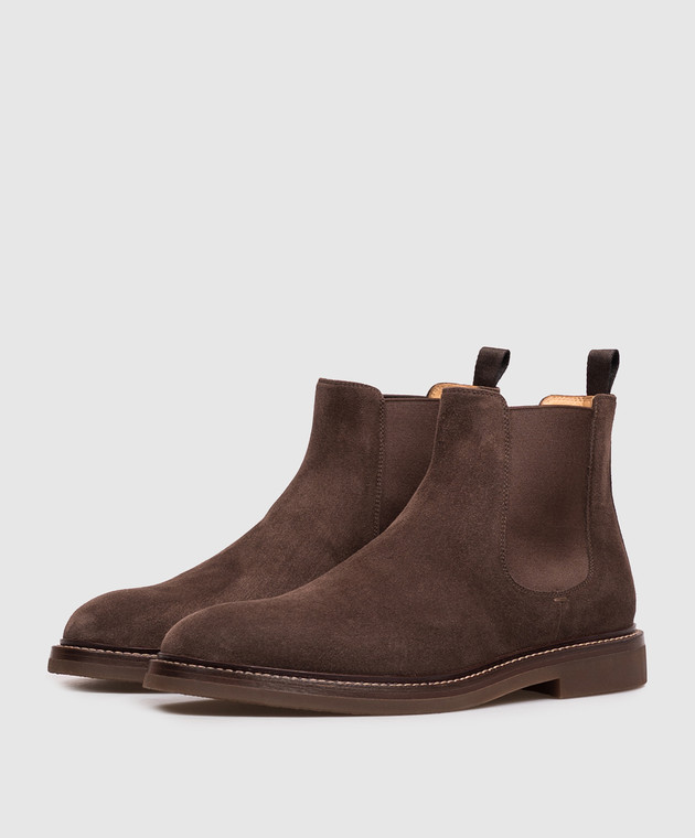 Brunello Cucinelli Коричневые замшевые челси MZUSOLE818 изображение 2