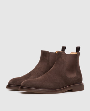 Brunello Cucinelli Коричневые замшевые челси MZUSOLE818