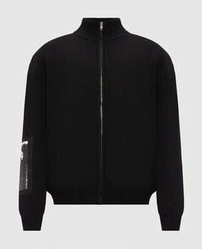 Balenciaga Чорний кардиган з брендовими нашивками 876816T1792