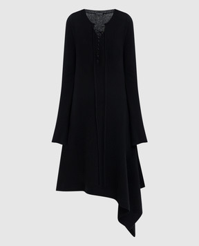 Ann Demeulemeester Черное асимметричное платье Serafino из шерсти B0013527KN073