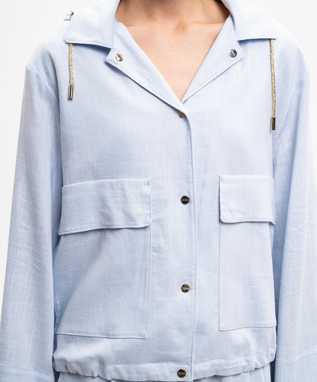 Herno Блакитна куртка з льоном GI000392D12689 зображення 5