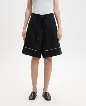 Agnona Чорні бермуди з льону T81102YU3034