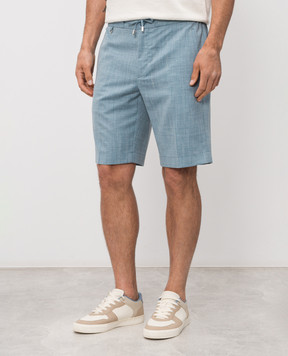 Stefano Ricci Блакитні шорти з вовни, шовку та льону M1T6100331WKL07U