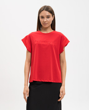 Twinset Красная футболка с вышивкой логотипа 261LL2MLL