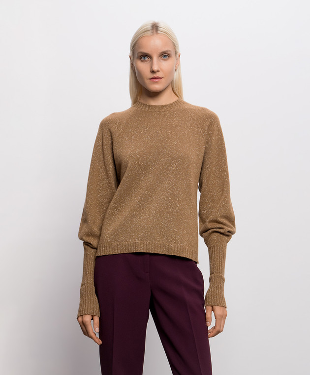 Twinset Коричневый джемпер с шерстью и кашемиром 262TP3512 изображение 3