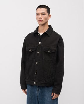 Palm Angels s Черная джинсовая куртка с логотипом PMYE053F24DEN005