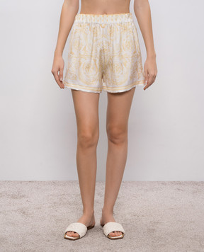 Versace Білі шорти із шовку в принт 10204161A17162