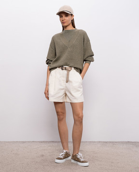 Brunello Cucinelli Пуловер цвета хаки с люрексом MST258302