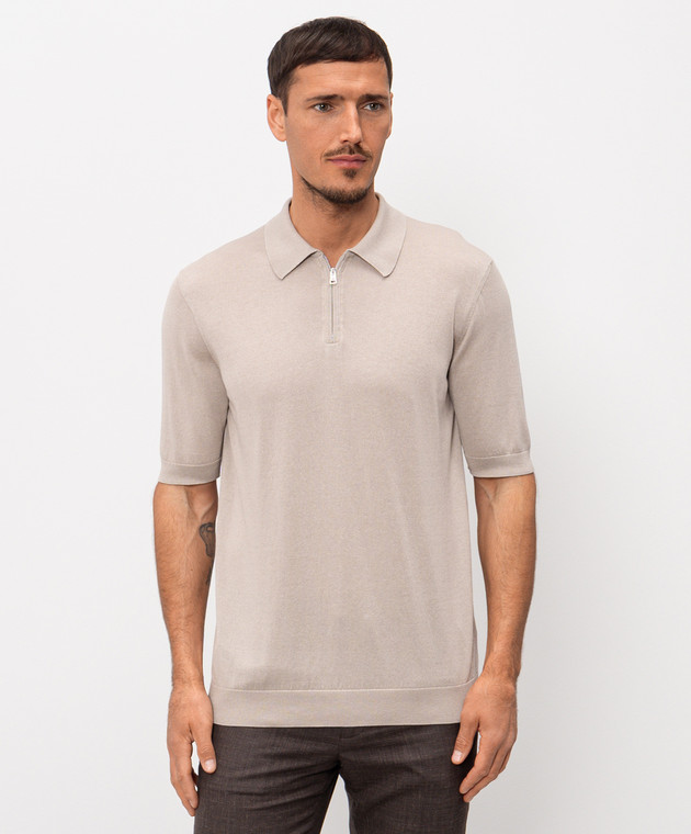 Cashmere&Whiskey Бежевое поло с шелком M54251031 изображение 3