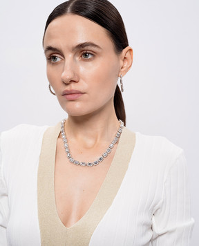 Darkai Сріблясте кольє Tennis Baguette з білим золотом DICO0077