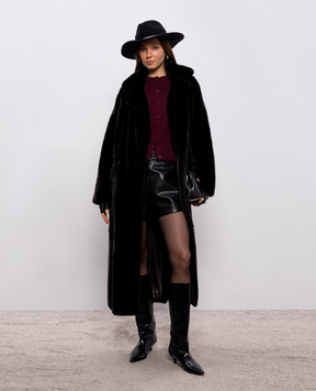 Rindi Черная шуба из меха норки с поясом 109VFL25