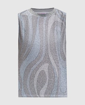 PUCCI Сірий топ в принтом Marmo з люрексом 5UTP105U767