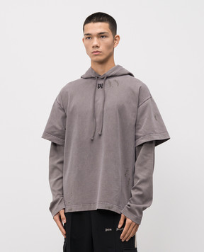 Palm Angels Сіре худі з вінтажним ефектом PMBB178F25FLE001