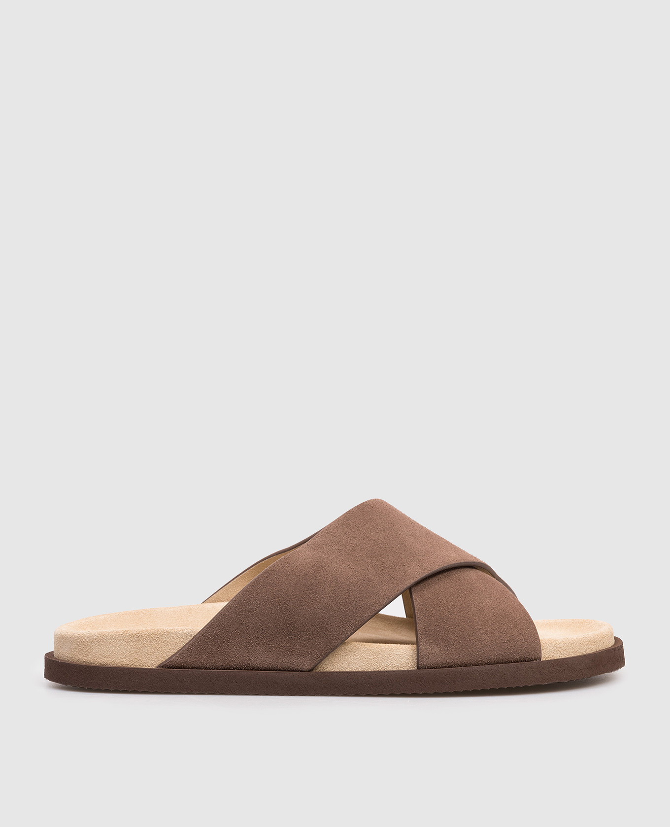 Коричневые замшевые шлепанцы