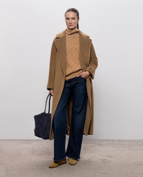 Max Mara Коричневый свитер BAMBOLA из шерсти и кашемира MXMBAMBOLA
