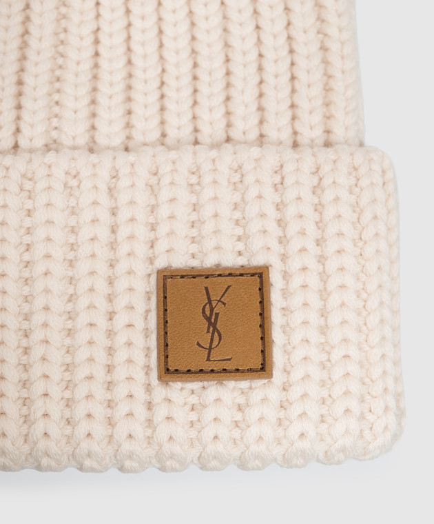 Saint Laurent Шапка з вовни кольору айворі A003ST3Y206 зображення 4