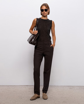 Brunello Cucinelli Коричневі штани з вовною з ланцюжком моніль M0W07P8584