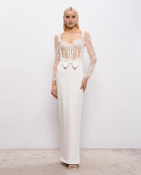 Alessandra Rich Біла сукня-бюст'є Cady з корсетним верхом з мережива FABX4267F4692