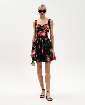 Dolce&Gabbana Чорна спідниця міні в квітковий принт F4CB1THS5UT