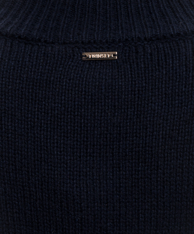 Twinset Синий пуловер с шерстью и кашемиром 262TT3211 изображение 5