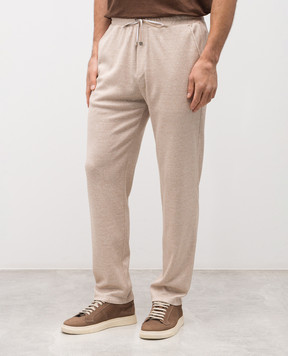 Brett Johnson Бежевые брюки с леном и шелком SS26J7D110CAF