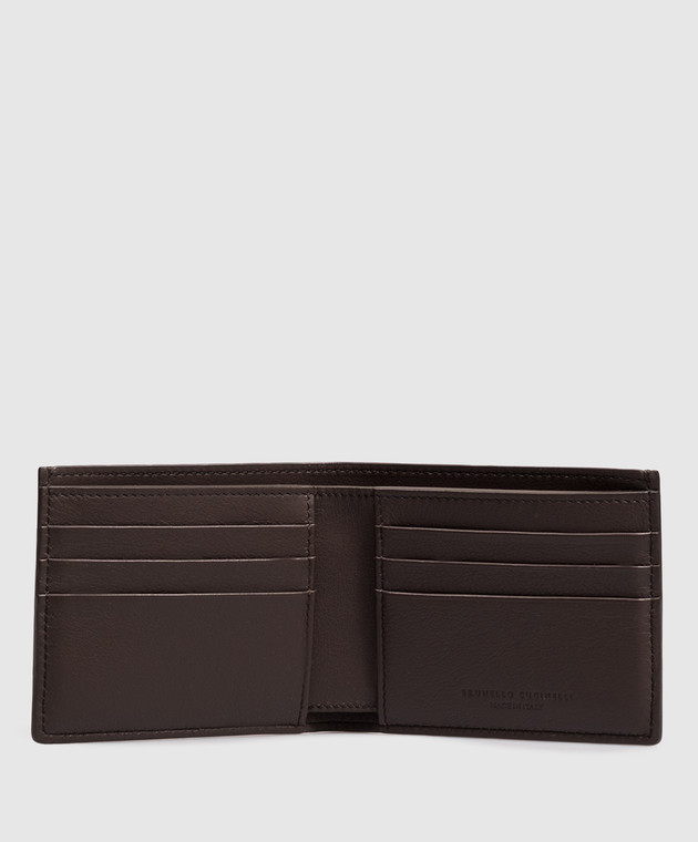 Brunello Cucinelli Коричневый кожаный портмоне Smooth с тиснением эмблемы MWZNBU006 изображение 3