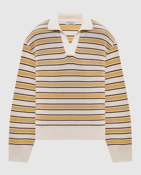 Brunello Cucinelli Пуловер кольору айворі в смужку з люрексом MAZ263805P