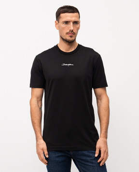 Dolce&Gabbana Чорна футболка з контрастним логотипом G8RN8ZG7NUB