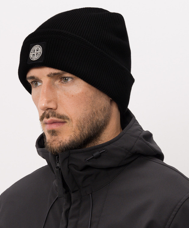 Stone Island Черная шапка с нашивкой логотипа L2S15N100102S00D7 изображение 2