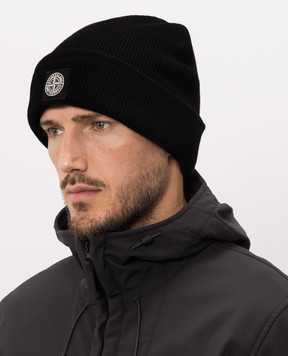 Stone Island Черная шапка с нашивкой логотипа L2S15N100102S00D7